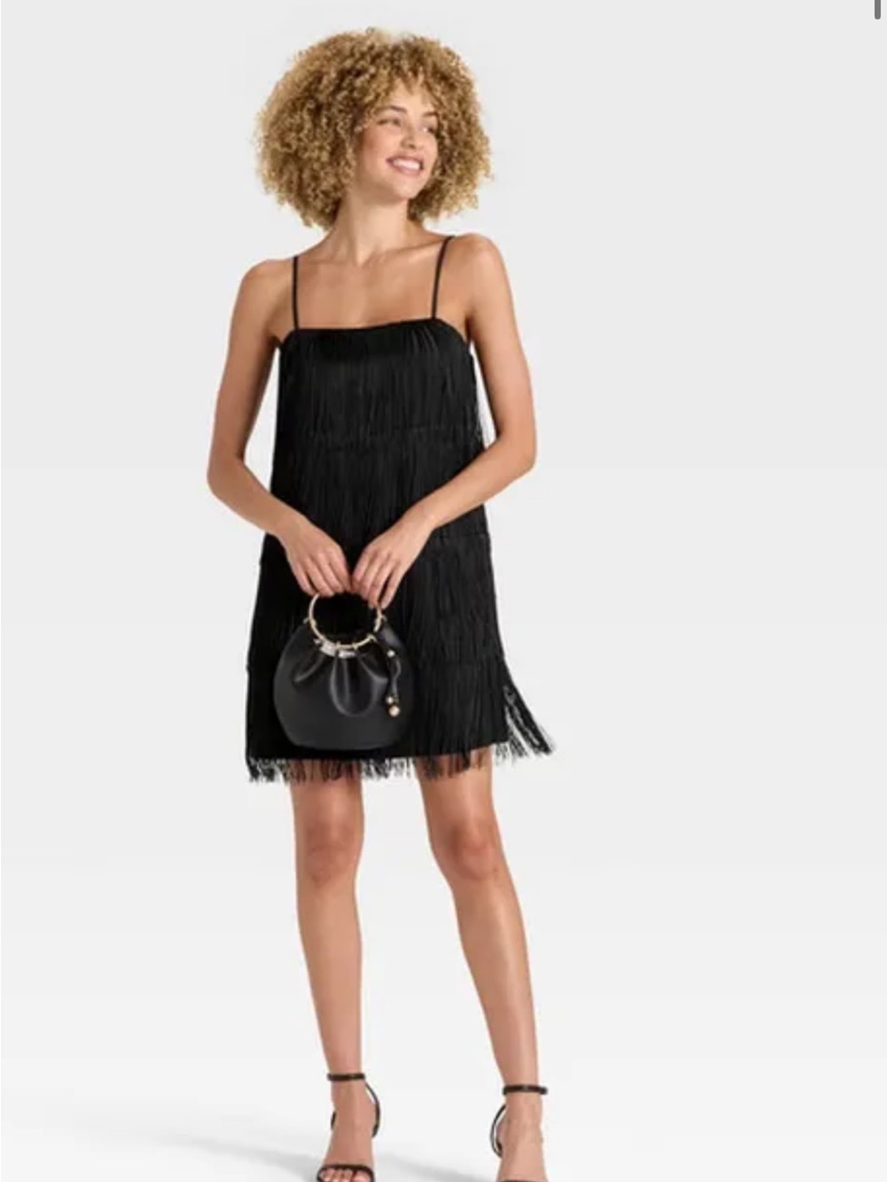 Gasby Fringe Mini Dress - Black A New Day